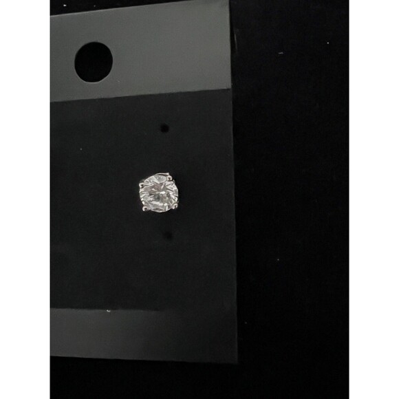 Vintage Clear 5mm Crystal Earrings Solitaire Pierced Studs 4-Prong Silvertone - Picture 4 of 11